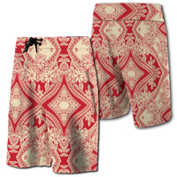 Hawaii Polynesian Plumeria Board Shorts Mix Men Red - Polynesian Pride