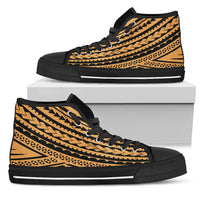 Polynesian High Top Shoes - Gold Black Version Unisex White - Polynesian Pride