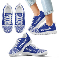 Tonga Sneakers - Tonga Coat Of Arms Polynesian Tattoo Blue Style - Polynesian Pride