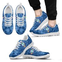 Guam Sneakers - Guam Coat Of Arms Polynesian Hibiscus - NN9 Kid's Sneakers - White Sole - Polynesian Pride