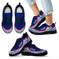 Guam Wave Sneakers - Polynesian Pattern White Blue Color Kid's Sneakers - Black - Guam Black - Polynesian Pride
