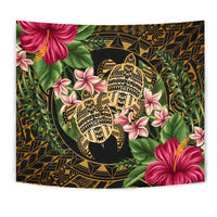 hawaiiTapestry - Turtle Strong Pattern Hibiscus Plumeria Art AH - Polynesian Pride