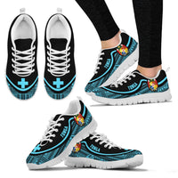 Tonga Wave Sneakers - Polynesian Pattern Blue Color Women's Sneakers - White - Tonga White - Polynesian Pride