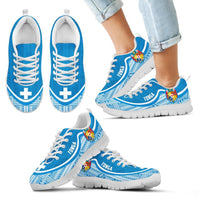 Tonga Wave Sneakers - Polynesian Pattern White Blue Color Kid's Sneakers - White - Tonga White - Polynesian Pride