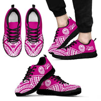 Tahiti Rising Sneakers - Tahiti Flag Polynesian Tattoo (Pink) - A16 Unisex Black - Polynesian Pride