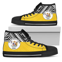 Niue High Top Shoes - Polynesian Design Unisex Black - Polynesian Pride