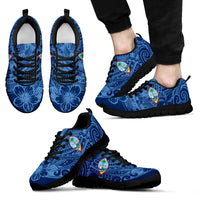 Guam Sneakers - Guam Coat Of Arms Polynesian Hibiscus - NN9 Kid's Sneakers - Black Sole - Polynesian Pride