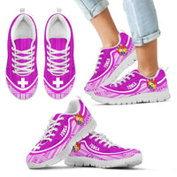 Tonga Wave Sneakers - Polynesian Pattern White Pink Color Kid's Sneakers - White - Tonga White - Polynesian Pride