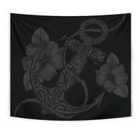 Anchor Gray Poly Tribal Tapestry Wall Tapestry Gray - Polynesian Pride