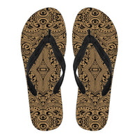 Polynesian Culture Gold Flip Flops Women's Flip Flops - Black - 3 - Polynesian Pride