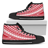 Polynesian High Top Shoes - Red Version Unisex Black - Polynesian Pride