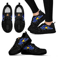 Tokelau Sneakers - Tokelau Coat Of Arms & Flag Wing - A8 Unisex Black - Polynesian Pride