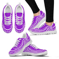 American Samoa Wave Sneakers White Purple Color Women's Sneakers - White - American Samoa White - Polynesian Pride