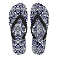 Polynesian Flip Flops Blue And White Women's Flip Flops Black - Polynesian Pride
