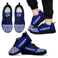 Tonga Sneakers - Tonga Coat Of Arms Polynesian Tattoo Blue Style Unisex Black - Polynesian Pride
