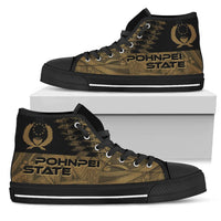 Pohnpei State High Top Shoes - Gold Color Symmetry Style Unisex White - Polynesian Pride