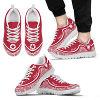 Niue Wave Sneakers - Polynesian Pattern White Red Color Men's Sneakers - White - Niue White - Polynesian Pride