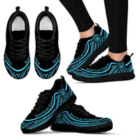 American Samoa Wave Sneakers Blue Color Women's Sneakers - Black - American Samoa Black - Polynesian Pride