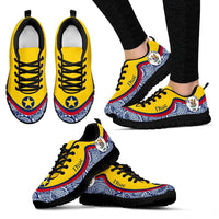 Niue Wave Sneakers - Polynesian Pattern Women's Sneakers - Black - Niue Black - Polynesian Pride