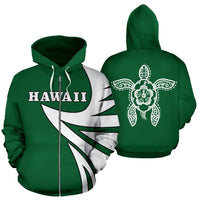 Hawaii Turtle Zip up Hoodie Warrior Style Unisex White - Polynesian Pride