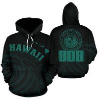 Hawaii Polynesia Hoodie Celadon Tatau Style Unisex White - Polynesian Pride