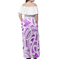 (Custom Personalised) New Zealand Off Shoulder Long Dress NZ Maori Purple LT13 - Polynesian Pride