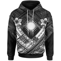 Marshall Islands Polynesian Hoodie Marshall Islands White Flag Camisole Hibiscus Style Unisex White - Polynesian Pride