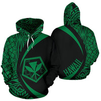 Kanaka Polynesian Tribal Hoodie Circle Style Green Color Unisex White - Polynesian Pride