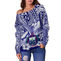 (Custom Personalised) Samoa Polynesian Off Shoulder Sweater Samoan Loved Turtles LT13 - Polynesian Pride