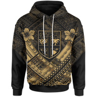 Fiji Polynesian Custom Hoodie Fiji Gold Seal Camisole Hibiscus Style Unisex Gold - Polynesian Pride