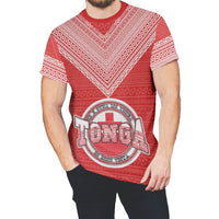 Tonga T Shirt Tonga Flag and Tapa Pattern Unisex Red - Polynesian Pride