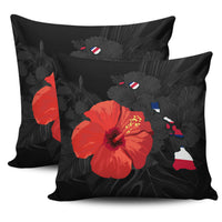 hawaiiZippered Pillow Cases - Hawaii Map Hibiscus One Size 18"x 18" (Twin Sides) (Set of 2) Black - Polynesian Pride