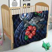 Northern Mariana Islands Polynesian Premium Quilt - Blue Turtle Hibiscus - Polynesian Pride