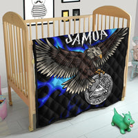 American Samoa Polynesian Premium Quilt - Eagle With Flame Blue - Polynesian Pride
