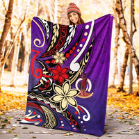 Vanuatu Premium Blanket - Tribal Flower With Special Turtles Purple Color - Polynesian Pride
