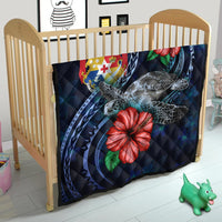 Tonga Polynesian Premium Quilt - Blue Turtle Hibiscus - Polynesian Pride