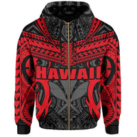 Hawaii Polynesian Tribal Kanaka Maoli Zipper Hoodie Red Mark Style - Polynesian Pride