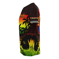 Tahiti T Shirt Tahiti Islands Coat of Arms Sunset Reggae T Shirt A0 - Polynesian Pride