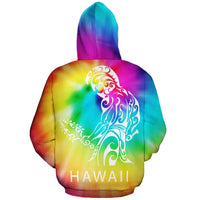 Hawaiian Warrior Hoodie (Zipper) Tie Dye - Polynesian Pride