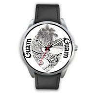Guam Polynesian Seal Watch Black Leather - Polynesian Pride