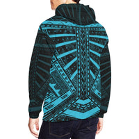 Polynesian Tattoo All Over Hoodie Blue - Polynesian Pride
