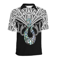 Maori Tattoo Polo Shirt Hei Matau Abalone White - Polynesian Pride