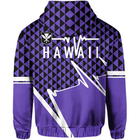 Kakau Hawaii In My Heartbeat Flag of Hawaii Zip Hoodie Purple - Polynesian Pride