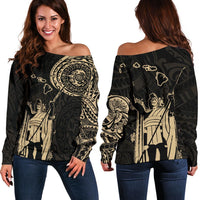 Polynesian Pride Clothing - Hawaii King Kanaka Maoli Off Shoulder Sweatshirt - Tattoo Style - Polynesian Pride