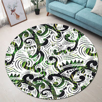 Polynesian Pride Home Set - New Zealand Sliver Fern Round Carpet - Polynesian Pride