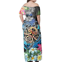 Polynesian Pride Dress - Hawaii Plumeria Hibiscus Wave Turtle Off Shoulder Long Dress - Polynesian Pride