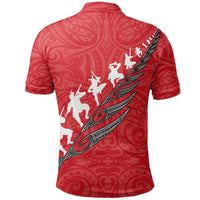 Polynesian Pride Apparel Rugby Haka Fern Polo Shirt Red - Polynesian Pride