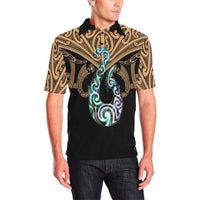 Polynesian Pride Apparel Maori Tattoo Polo Shirt Hei Matau AbaloGold Unisex Gold - Polynesian Pride