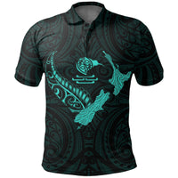 Polynesian Pride Apparel New Zealand Heart Polo Shirt Map Kiwi mix Silver Fern Turquoise - Polynesian Pride