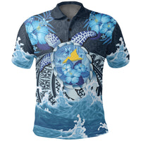 Polynesian Pride Apparel Tokelau Polynesian Sea Turtle Hibiscus Polo Shirt Unisex Blue - Polynesian Pride